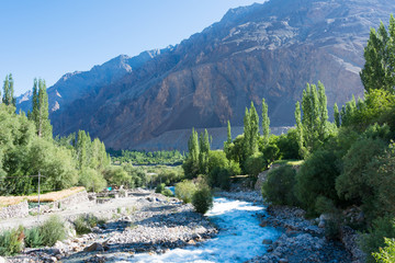 Ladakh, India - Jul 20 2019 - Turtuk village in Ladakh, Jammu and Kashmir, India.