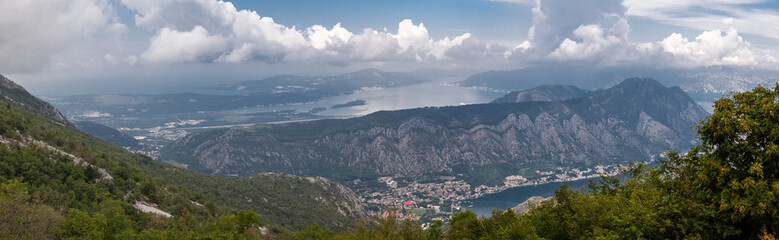 Fototapeta na wymiar panorama of the mountains, Mediterranean Bay, Kotor, Montenegro