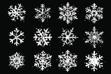 White Snowflake Icon Isolated Ice Crystal Winter Symbol Christmas Logo Xmas Sign 