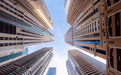 Fototapeta na wymiar Skyscrapers in a finance district.
