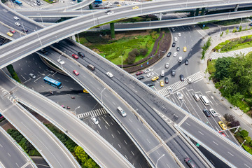Aerial view of a massive highway intersection