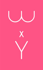 Abstract Logo with letter W X Y on pink background. Conceptual poster Illustration