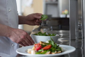 Chef preparing salad