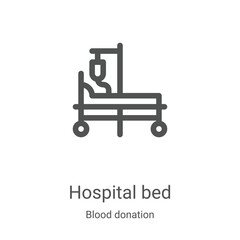 hospital bed icon vector from blood donation collection. Thin line hospital bed outline icon vector illustration. Linear symbol for use on web and mobile apps, logo, print media