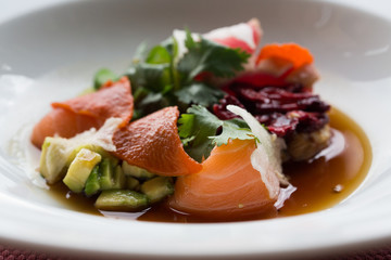 Salad with salmon and avocado