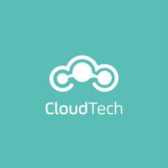 cloud technology logo icon design vector, consisting of a cloud icon with circuit pattern