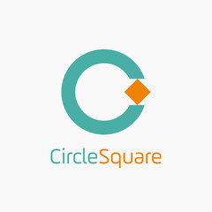 letter C with circle and square concept logo vector design template.