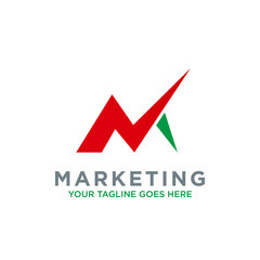 letter M trade marketing logo design vector. with initial M as chart diagram graphic, financial, investment, company logo vector