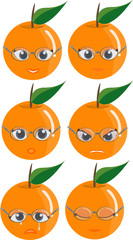 Vector set of oranges with facial expressions