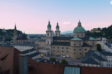 Fototapeta na wymiar Salzburg city view at sunset