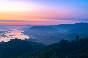 beautiful  sunrise at Phu Huai I San viewpoint