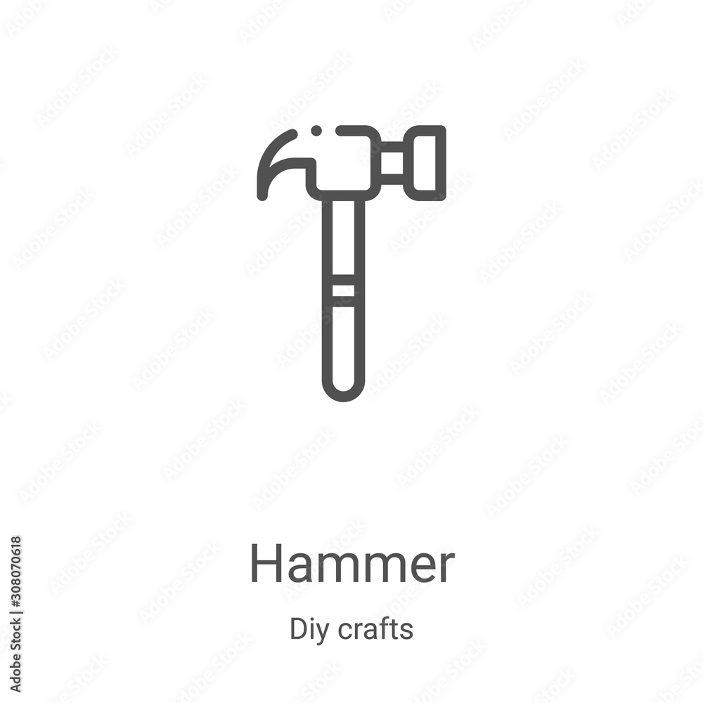 Wall mural hammer icon vector from diy crafts collection. thin line hammer outline icon vector illustration. li