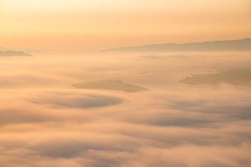 beautiful  sunrise at Phu Huai I San viewpoint