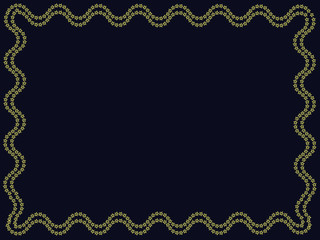 wavy frame of gold stars on a dark blue background