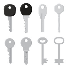 Cartoon keys illustration set. Vector.