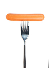 Sausage on fork