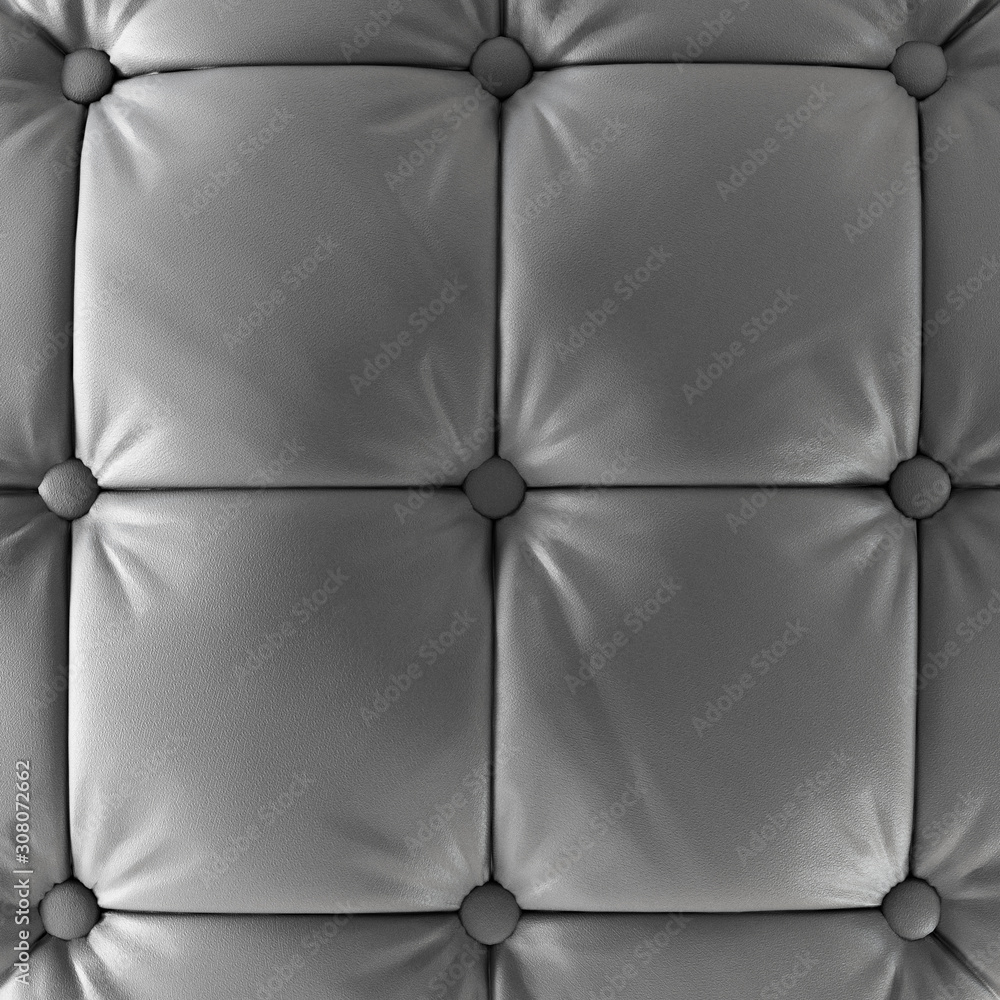 Poster a quilted soft gray soft panel witch button. 3d rendering