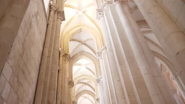 inside nave gothic Roman Catholic Alcoba&ccedil;a Monastery World Heritage Site 4k