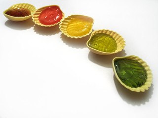 multicolored candies on a white background