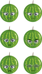 Vector water melon with facial expressions