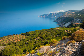 Kefalonia, Cephalonia landscape. Greece landscape and azure water.