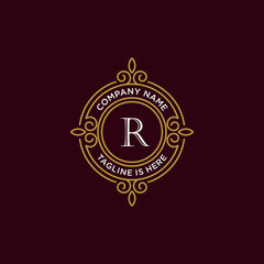 luxury monogram letter R logotype. premium brand icon. elegant alphabet/initial frame design vector. can be used for beauty industry, cosmetics, salon, boutique, spa, company, corporate, etc.