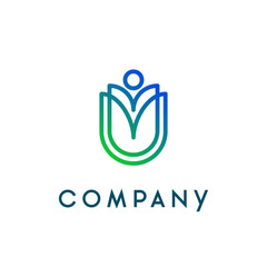 tulip flower with human silhouette concept design. beauty spa salon logo. healthy yoga logo. cosmetic brand logo.