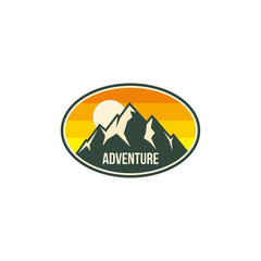 mountain adventure badge, label, emblem or logo design vector template. outdoor activities icon. hiking/climbing icon.