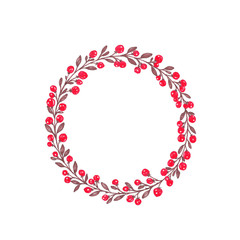 hand drawn christmas wreath red berries