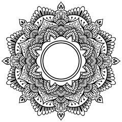 Mandala circular pattern with flower for mehndi, henna, tattoo, background. Decorative ornament in ethnic style. Vector illustration of pen drawn Doodle