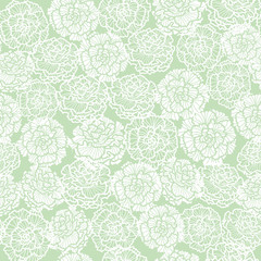 White flowers light green background seamless pattern print.