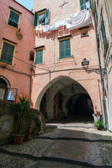 Fototapeta na wymiar Street view of Sanremo old town, Italy
