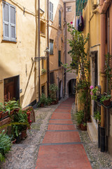Fototapeta na wymiar Street view of Sanremo old town, Italy
