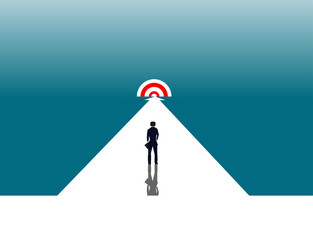 Beginning journey adventures and opportunities. Businessman on road outdoor. illustration