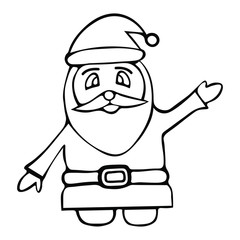 Illustration of Santa Claus. Fairytale character. Colorless background. Coloring book for children. Christmas. New Year. Holiday print.