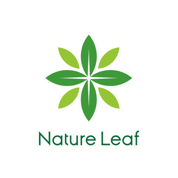 nature leaf logo. double cross leaves icon concept design. Garden Park icon. eco company logo. pharmacy logo