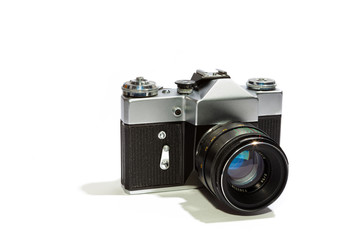 old analogue camera isolated on white background