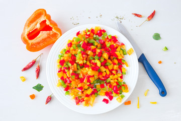 Bunte Paprika- Würfel