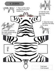 Origami 3d Folding Paper baby card with zebra