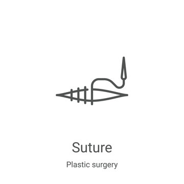 suture icon vector from plastic surgery collection. Thin line suture outline icon vector illustration. Linear symbol for use on web and mobile apps, logo, print media