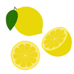 Lemon, half and piece of lemon.