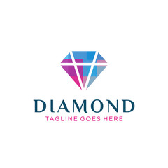 colorful elegant diamond crystal gem logo design vector. universal premium brand template. beauty industry, jewelry, boutique, hotel, fashion brand icon