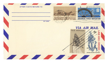 Luftpost airmail USA Amerika vintage retro Umschlag envelope Briefmarke stmaps gestempelt used alt...