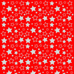 Abstract pattern of silver stars on red background. Vector for Christmas and New Year card, celebration invitation, packaging design, illustration