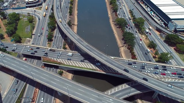 Cityscape of Marginal Tiete road, Sao Paulo, Brazil.Freeway view.Cityscape of Marginal Tiete road, Sao Paulo, Brazil.Freeway view.Cityscape of Marginal Tiete road, Sao Paulo, Brazil.Freeway view.