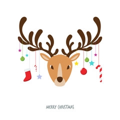 Reindeer head with Christmas element