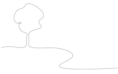 Tree background continuous line drawing, vector illustration