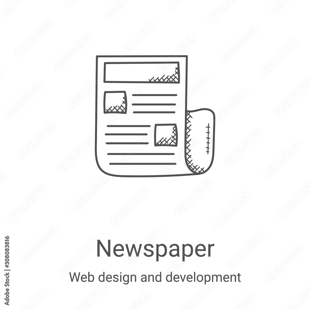 Wall mural newspaper icon vector from web design and development collection. thin line newspaper outline icon v