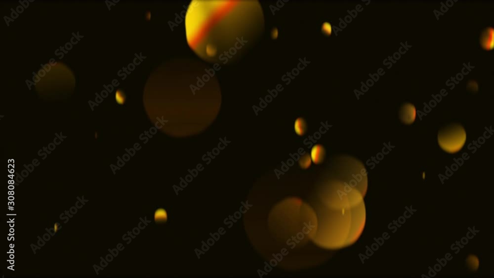 Aufkleber abstract background with slow flying and flickering blurred gold lights with bokeh.