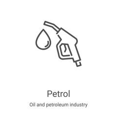 petrol icon vector from oil and petroleum industry collection. Thin line petrol outline icon vector illustration. Linear symbol for use on web and mobile apps, logo, print media